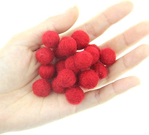 Needle Felt Balls Pure Wool Beads Dry Felted Balls 15mm Handmade DIY Crafts 20pcs (Red) - Image 2