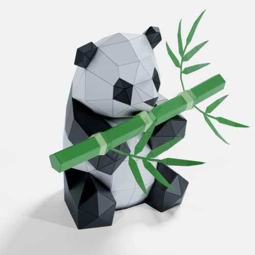 Panda Sitting Hugry Paper Sculpture,Pre-cut DIY Papercraft Kit,Handmade Wide Animal Figurine,3D Paper Art,Low Poly Home Decor,All Accessories Included,DIY Teens Gift - Image 2