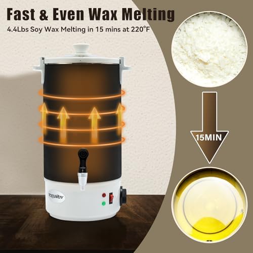 TCFUNDY Wax Melter for Candle Making 10L Black, Electric Non-Stick Candle Wax Melter Pot 10L, DIY Candle Making Kit for Adults, Soy Wax and Beeswax Candle Maker - Image 3