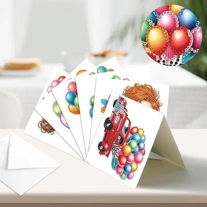 MVVMTOP 6pcs Diamond Art Painting Greeting Card, DIY Colorful Balloons Diamond Art Greeting Card for Blessing and Wishe Special Shaped Diamond Arts Crafts for Birthday Thanksgiving Day - Image 4
