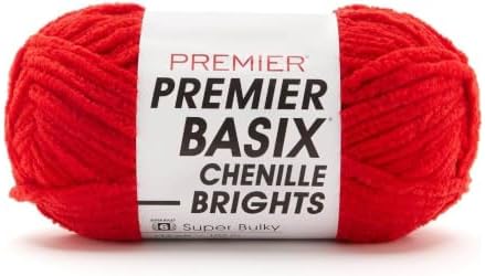 Premier Yarns Basix Chenille Brights, Poppy, Super Bulky Weight, 5.3 oz by Premier