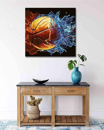 TOCARE Framed Paint by Numbers Kit for Adults Beginners & Kids Ages 8-12,12x12inch Basketball Paint by Number with Frame, Cartoon Sports Basketball Paint by Numbers Framed Canvas (Without Easel) - Image 7