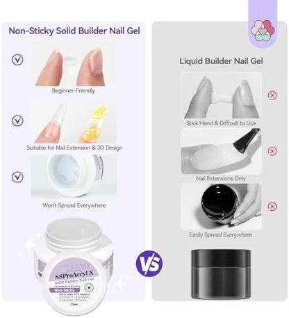SAVILAND Pro Solid Builder Nail Gel for Nails with 30 g Rhinestone Glue Gel: 30 Days Long Lasting Clear 3D Nail Gel for Nail Extension Nail Art Salon - Image 3