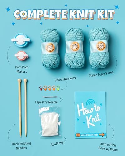 Complete Knitting Kit for Beginners - Learn to Knit Kit with Knitting Accessories Like Thick Beginner Yarn, Bamboo Needles for Beginners & More - Includes Video Tutorials & Written Guide - Image 4