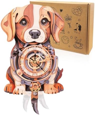 3D Wooden Puzzles for Adults-Beagle Clock Puzzle-Adult Crafts by Cutywood