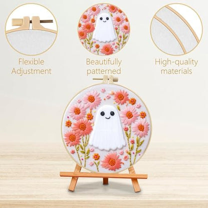 SCECALA 4 Pack Pink Halloween Embroidery Kit for Beginners - Image 2