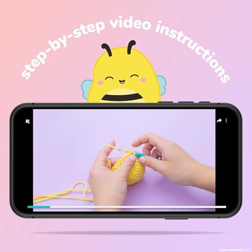 Original Squishmallows™ Crochet Kit – Sunny Bag Charm, Bumblebee Crochet Kit for Beginners with Yarn, Starter Hooks, Step-by-Step Tutorials, DIY Craft, Great Teen Gifts - Image 3