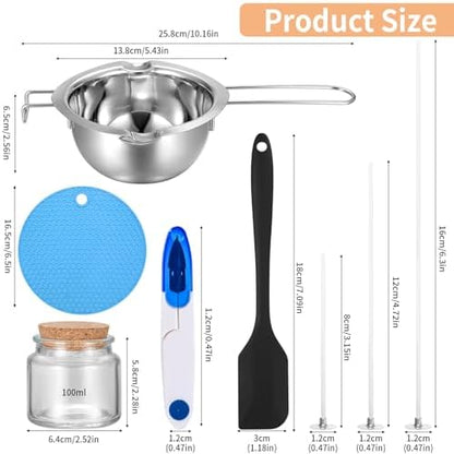 NPFVKSA Candle Making Kit, 120 Candle Wicks, 480ml Wax Melting Pot, 120 Wick Stickers,3 Candle Jars,2Candle Wick Holders,Candle Making Kit for Adults - Image 2