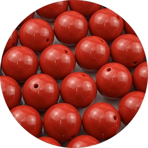 40pcs Acrylic Round Beads for Crafts 20mm Resin Candy Color Spacer Beads with Hole for Jewelry Making Sewing Crafts Decoration Necklaces Bracelets Earrings Supplies(Red) by Unknown