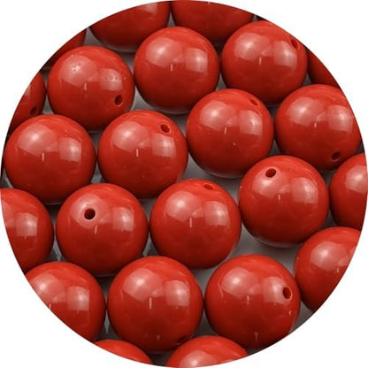 40pcs Acrylic Round Beads for Crafts 20mm Resin Candy Color Spacer Beads with Hole for Jewelry Making Sewing Crafts Decoration Necklaces Bracelets Earrings Supplies(Red) by Unknown