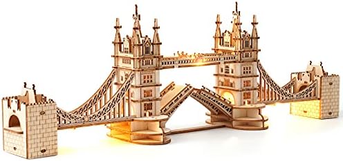 ROBOTIME 3D Puzzle Wooden Craft Kits with LED Light DIY Tower Bridge Construction Model Kit to Build for Teens Brain Teaser Puzzle Home Decor Birthday Gifts by ROBOTIMEBuildingThingstoLife