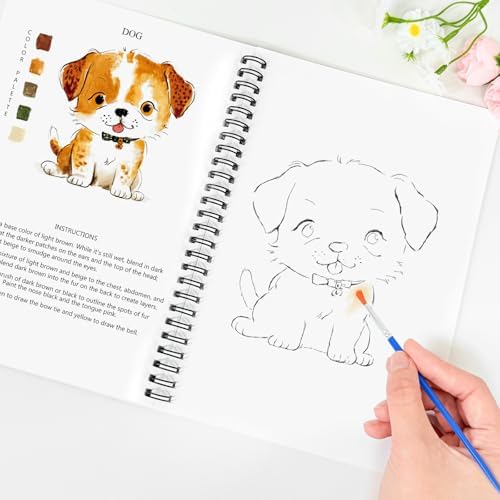 Watercolor Workbooks Animals, 15 Beautiful Paintings for Water Color Book Adult, Watercolor Coloring Book for Beginners, Watercolor Workbook for Adults Teens (Without Palette, Animals) - Image 6