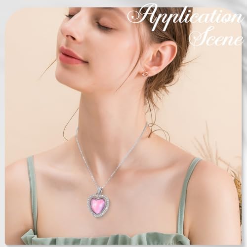 24Pcs 6 Sets Pendant Tray Set Heart Bezel Trays with Glass Cabochons and Chain Shiny Rhinestone Double Sided Rotatable Charm for Jewelry Making Supplies DIY Necklace Birthday Gift Adults - Image 6