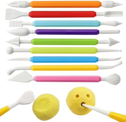 QivaZira 9 Pcs Clay Sculpting Tools Double Head Pottery Modeling Carving Tool Kit for Air Dry Clay Polymer Clay Tools for Adults DIY Crafts Ceramic Wax Sculpting Supplies Assorted Colors by Unknown