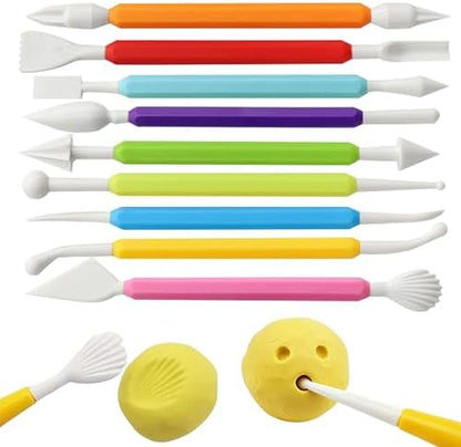 QivaZira 9 Pcs Clay Sculpting Tools Double Head Pottery Modeling Carving Tool Kit for Air Dry Clay Polymer Clay Tools for Adults DIY Crafts Ceramic Wax Sculpting Supplies Assorted Colors by Unknown