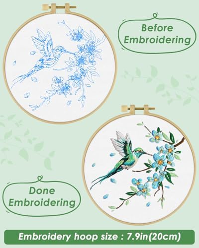 ERKOON Embroidery Kit for Beginners Adult, Hummingbird Embroidery Set - Image 3