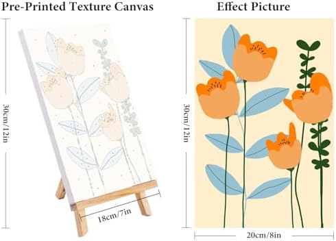 4 Pack Framed Paint by Numbers Kit for Adults Flowers with Wooden Easel - Image 3