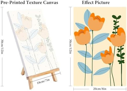 4 Pack Framed Paint by Numbers Kit for Adults Flowers with Wooden Easel - Image 3