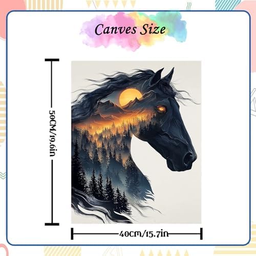 NZNANCHU Paint by Number for Adult,DIY Animal Painting Kits for Adults,Color by Numbers,Horse Paint by Number Canvas Crafts Watercolor for Beginners Hoom Decor (Horse) - Image 3