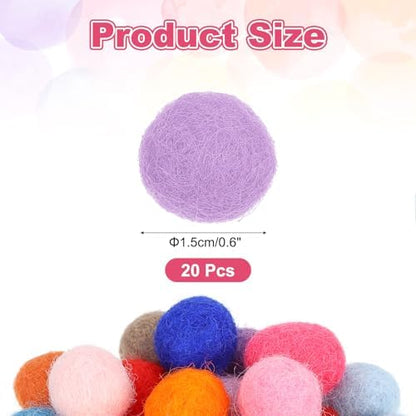 PATIKIL Wool Felt Balls Beads Wool Felting Pom 1.5cm 15mm Light Purple for Home Decor DIY Crafts Handcrafts Project Pack of 20 - Image 2