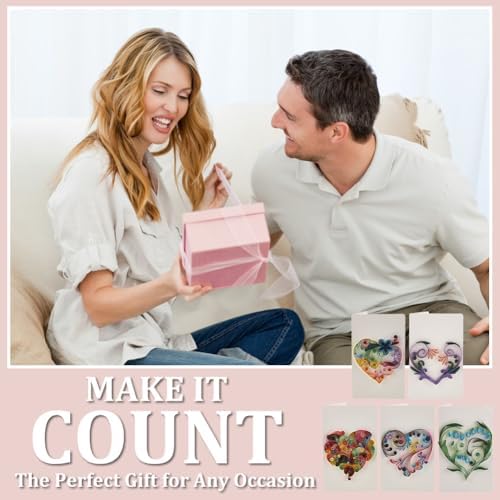 WEBEEDY 20 Sets Paper Quilling Kit for Adults Beginners DIY Heart Quilling Greeting Card Making Kit with Instruction DIY Unique Card for Valentine's Day Birthday,Holiday,New Year's Day,Thanksgiving - Image 4