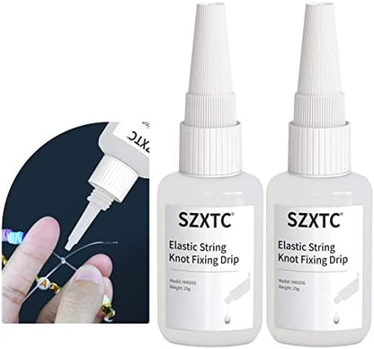 SZXTC 2 Pcs Clay Beads Bracelets Professional Elastic String Kont Fixing Drip, Keep Stretch String Braclet Stay Tied for Flat Round Polymer Heishi Beads Spacer Charm Friendship Jewelry Making Kit by SZXTC