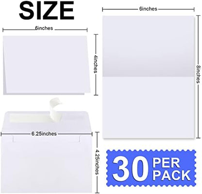 Blank Cards and Envelopes 4x6, 30 Pack White Invitation Cardstock with 30 Pack Envelopes, Thank you Blank Greeting Cards, for All Occasions DIY, Print custom - Image 2