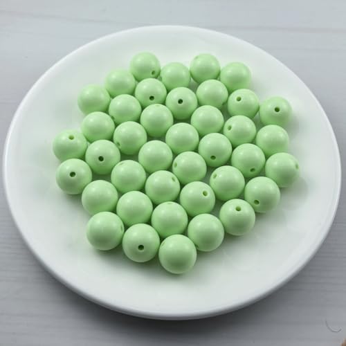 40pcs Acrylic Round Beads for Crafts 16mm Resin Candy Color Spacer Beads with Hole for Jewelry Making Sewing Crafts Decoration Necklaces Bracelets Earrings Supplies(Light Green) - Image 2