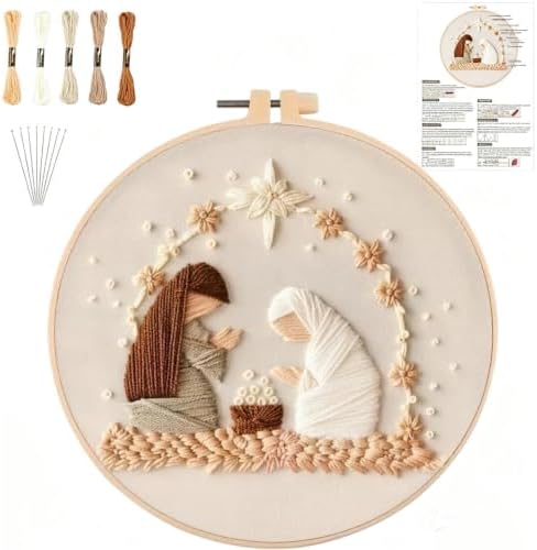 YOUDRN Nativity Scene Embroidery kit, Christmas Embroidery Kits Adults by YOUDRN