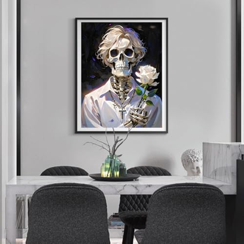 ACANDYL DIY Paint by Numbers Kit for Adults Paint by Numbers Beginner Halloween Canvas Painting by Number DIY Acrylic Oil Painting by Number on Canvas Skull for Arts Craft Decoration 16x20 in - Image 4