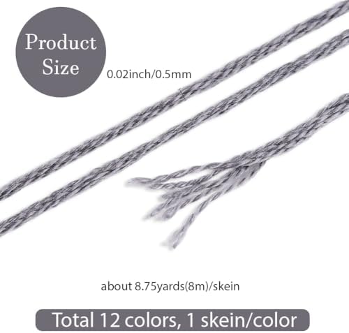 12 Skeins 6 Strands Grey Embroidery Cross Stitch Floss for Sewing - Image 2