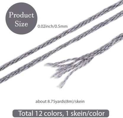 12 Skeins 6 Strands Grey Embroidery Cross Stitch Floss for Sewing - Image 2