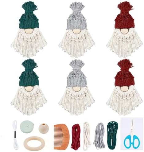 FREEBLOSS 6 Set DIY Macrame Christmas Gnomes Santa Claus Kit by FreeandCreativeCraftsArt