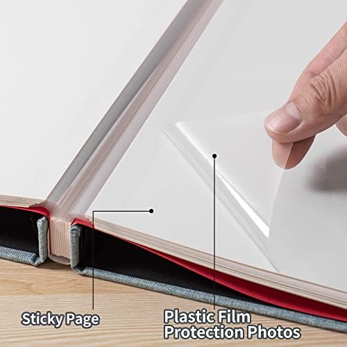 Large Photo Album Self Adhesive 4x6 5x7 6x8 8x10 Pictures Scrapbook Magnetic Album DIY Scrap Book 60 Sticky Pages Linen Cover DIY Photo Album with A Metallic Pen and DIY Accessories(Green), 11"x10.8"60 Pages - Image 3