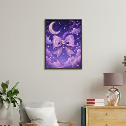Lyngora Paint by Numbers Kit for Adults Beginner Art Decor Purple Moon Bow - Image 4