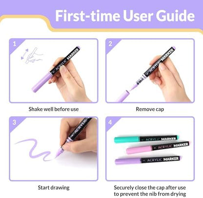 SUNEE Acrylic Paint Markers Brush Tip, 36 Colors Acrylic Markers with Automatic Ink Control System, Waterproof Acrylic Paint Pens for Painting,Wood, Canvas, Glass, Stone, Fabric and Art Supplies - Image 3