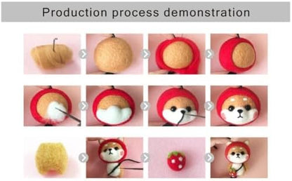 MOPFOL Needle Felting Kit 4 Styles - DIY Wool Craft with Foam Pad, Felting Needles & Accessories for Animal Doll Making(Strawberry Shiba Inu) - Image 3