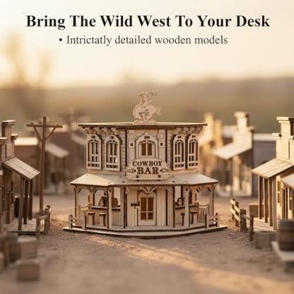 DIY 3D Wooden Puzzles for Adults,3-D Wooden Miniature House Cabin kit, Western Cowboy Bar Saloon Building Set, Architecture Wood Assembly Model Creative Gift for Teens - Image 5
