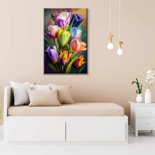 JOOZ Paint by Numbers Kit for Adults Flowers Paint by Number with Frame Floral Paint by Number with Easel Tulip Digital Oil Painting Kits for Gift Home Wall Decor 7.87x11.81 Inch - Image 7