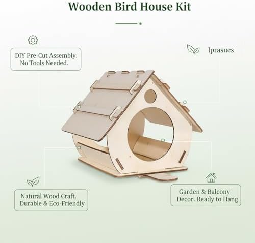 DIY Wooden House-Shaped Ornament Kit – Pre-Cut Natural Wood Craft for Home & Shelf Decor, Easy Assembly Project - Image 5