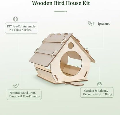 DIY Wooden House-Shaped Ornament Kit – Pre-Cut Natural Wood Craft for Home & Shelf Decor, Easy Assembly Project - Image 5