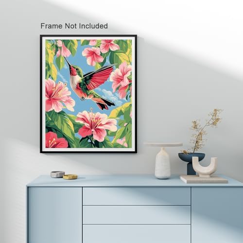 Natuyalo Paint by Numbers Kit for Adults Beginner, Hummingbird Adult Paint by Number Kits on Canvas, Animals DIY Acrylic Paint by Number for Adults for Home Decor Gift 16x20 inch - Image 3