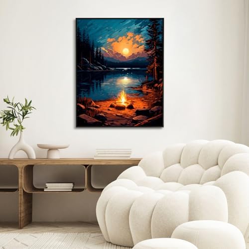 Paint by Numbers Kit for Adults, Sunset Lake DIY Painting Kit, 16x20 Inch - Image 6