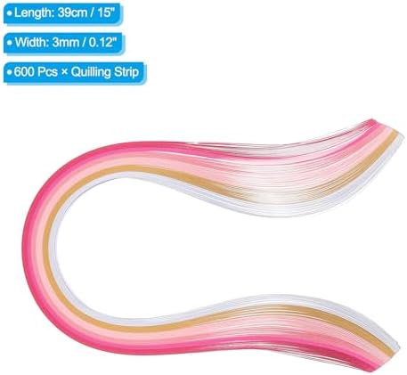 PATIKIL 600pcs Rainbow Quilling Strips Paper 1/8"(3mm) 15" Gradient Pink - Image 2