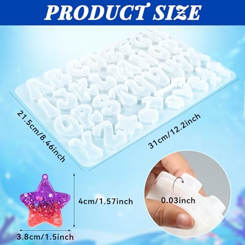 Alphabet Keychain Mold, Reversed Letter Keychain Silicone Molds with Holes, Alphabet Epoxy Resin Mold for DIY Jewelry Pendant Keychain (Ocean and Letter) - Image 2