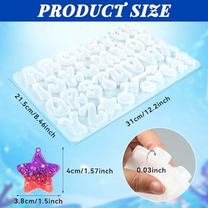 Alphabet Keychain Mold, Reversed Letter Keychain Silicone Molds with Holes, Alphabet Epoxy Resin Mold for DIY Jewelry Pendant Keychain (Ocean and Letter) - Image 2