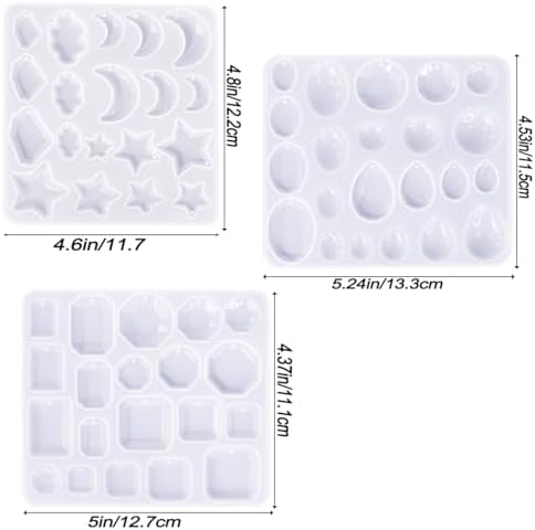 3 PCS Resin Jewelry Mold Kit with Hole Earring Silicone Mould Waterdrop Oval Pendant Molds Stars Moon Clouds Necklace Moulds for DIY Pendant Earrings Necklace Keychains Jewelry Making (3 Styles) - Image 2