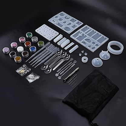 Dam Skerisi 94Pcs Silicone Jewelry, DIY Resin Set, Reusable Durable Safe Elastic Pendant Casting with Glitter Sequins, Screw Eye Pins, Tools for Handmade Jewelry Craft Making - Image 4
