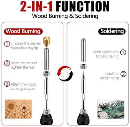 32PCS Wood Burning Kit, Wood Burning Tool – Adjustable Temperature Soldering Iron Tool for DIY, Wood Carving, Embossing, and Craft Projects – Wood Burner Pen Set for Adults and Beginners（Red） - Image 4