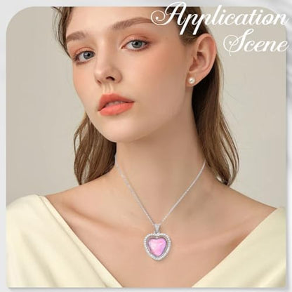 24Pcs 6 Sets Pendant Tray Set Heart Bezel Trays with Glass Cabochons and Chain Shiny Rhinestone Double Sided Rotatable Charm for Jewelry Making Supplies DIY Necklace Birthday Gift Adults - Image 5